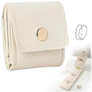 Beige Portable Mini Jewelry Pouch Soft Velvet Travel Organizer for Rings and Earrings Compact Snap Button Storage Bag Ideal for Daily Use