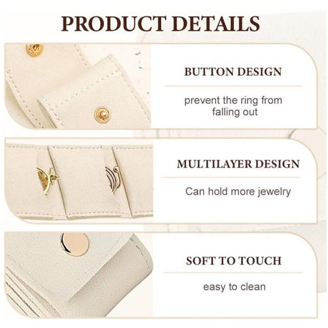 Pink Portable Mini Jewelry Pouch Soft Velvet Travel Organizer for Rings and Earrings Compact Snap Button Storage Bag Ideal for Daily Use