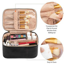 Black Large Capacity Travel Makeup Bag Portable Cosmetic Case with Handle and Dividers Elegant Toiletry Organizer for Daily Use