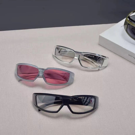 3 Pack Y2K Cyberpunk Sunglasses Futuristic Rectangular Shades Sci-Fi Style Fashion Eyewear for Festivals and Raves Ideal for Men and Women