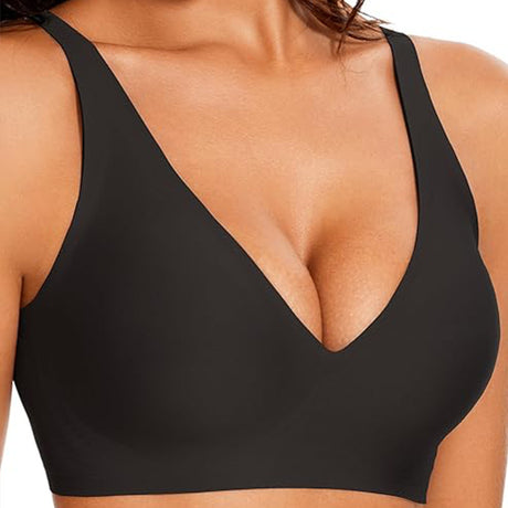L Black Women Seamless Wire-Free Bra Comfortable Full Coverage Bralette Invisible Wireless Lingerie for Everyday and Sleep
