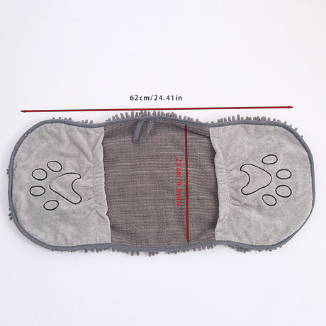 Blue Super Absorbent Pet Drying Towel with Hand Pockets Soft Chenille Microfiber Dog Bath Towel Quick Dry for Cats and Dogs after Grooming or Beach
