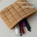 Black 2 Pack Quilted Puffer Clutch Bag Set Checkered Makeup Pouch Women Fashion Cosmetic Organiser for Travel and Daily Use