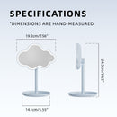 White Cute Cloud Shaped LED Makeup Mirror Desktop Vanity Light with Storage Tray 360 Rotation Cordless Cosmetic Beauty Tool