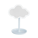 Blue Cute Cloud Shaped LED Makeup Mirror Desktop Vanity Light with Storage Tray 360 Rotation Cordless Cosmetic Beauty Tool