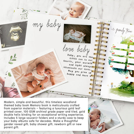 Bunny Printed Baby Memory Book with Gift Box Hardcover Milestone Journal Your First Years Story Cute Bunny Theme for Boys Girls Pregnancy to Toddler Keepsake