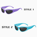 2 Pack Purple Frame + Blue Frame Sports Sunglasses Men Small Frame Cycling Glasses Anti-Glare UV Protection Outdoor Eyewear Ideal for Driving and Running