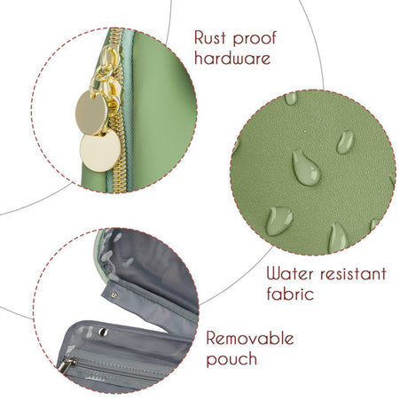 Beige Large Hanging Toiletry Bag Waterproof Travel Cosmetic Organiser with Sturdy Hook 4 Compartments Makeup Wash Case for Women and Men