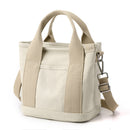 Beige Small Canvas Tote Bag Crossbody Lunch Handbag with Adjustable Strap Fits 9.7 Inch Tablet for Women Daily Work and Travel