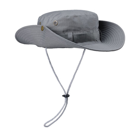 Grey Foldable Wide Brim Sun Hat Unisex Bucket Safari Cap Adjustable 56-60cm for Fishing Hiking Camping and Outdoor Travel