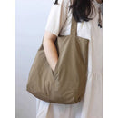 Light Brown Women's Minimalist Nylon Tote Bag Ultra Lightweight Shoulder Shopper Large Capacity Fits A4 Documents for Work and School