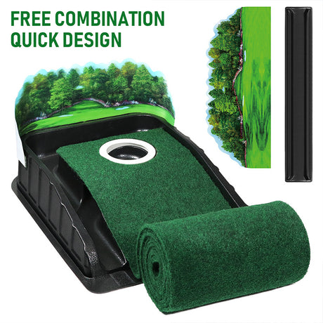 Indoor Golf Putting Mat with Automatic Ball Return System 2.6m Practice Green with Alignment Guides for Home and Office Training