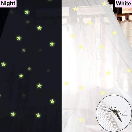 Pink Glow-in-the-Dark Stars Princess Bed Canopy Mosquito Net for King Queen Beds 250cm Height Extra Large 12m Circumference Australian Decor