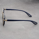 Black-rimmed Green Lenses Retro Round Sunglasses Vintage Metal & PC Frame Casual Classic Style for Men and Women - Lightweight 137mm Width