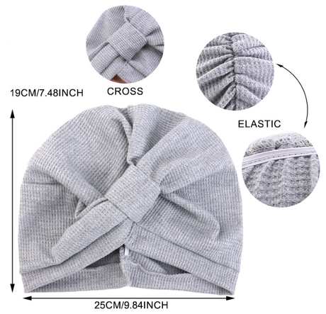 Navy Blue 3 Pack Women's Cotton Waffle Knit Turban Headwrap - Thickened Indian Style Beanie Cap - One Size Fits All for Australian Daily Wear