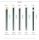 Two-piece Set Premium Alloy Chopsticks Set of 5 Pairs - 24.3cm Emerald Green and Gold Luxury Reusable Utensils for Modern Australian Dining