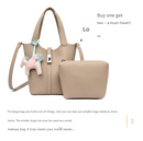 Beige Women's Small PU Leather Bucket Bag with Secure Lock and Horse Charm - 20cm Compact Crossbody Handbag for Everyday Use
