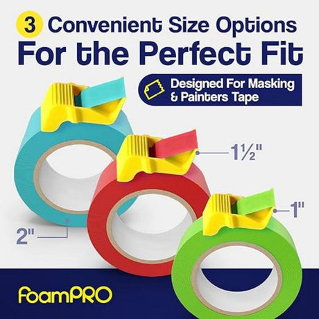 15 Pack Masking Tape Cutter Set (5 x 3 Sizes) Compact Clip-On Dispenser for 1