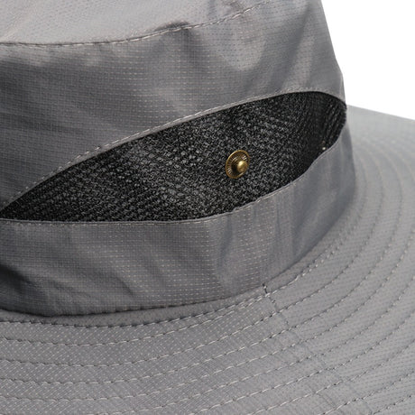 Navy Blue Outdoor Mosquito Head Net Hat with 40cm Mesh Shield - Wide Brim Sun Protection Bucket Hat for Fishing and Hiking - Quick Dry Breathable Cap