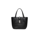 Black Women's Vegetable Tanned Leather Bucket Bag Minimalist Crossbody Handbag with Inner Canvas Pouch for Work Daily Use