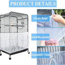 S White【Height 17, Circumference 110】 Large Bird Cage Seed Catcher Net Cover - Adjustable Mesh Guard Splash-Proof Dust Cover for Indoor Outdoor Cages