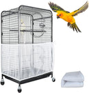 XL White【Height 37, Circumference 220】 Large Bird Cage Seed Catcher Net Cover - Adjustable Mesh Guard Splash-Proof Dust Cover for Indoor Outdoor Cages