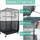 XXL White【Height 40, Circumference 220】 Large Bird Cage Seed Catcher Net Cover - Adjustable Mesh Guard Splash-Proof Dust Cover for Indoor Outdoor Cages
