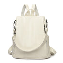 White Women's Anti-Theft Backpack Purse Soft Faux Leather Convertible Rucksack Shoulder Bag Large Capacity 31cm for Travel Work Daily Use
