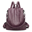 Purple Women's Anti-Theft Backpack Purse Soft Faux Leather Convertible Rucksack Shoulder Bag Large Capacity 31cm for Travel Work Daily Use