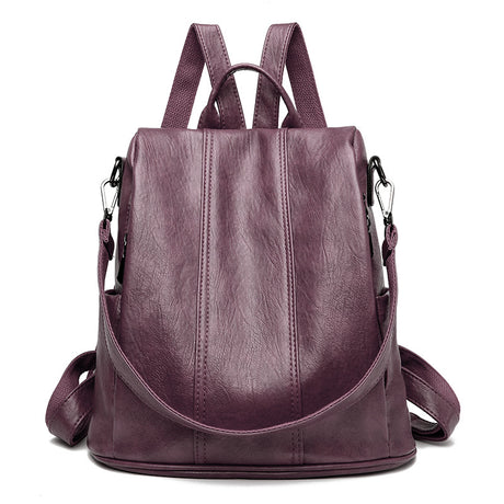 Purple Women's Anti-Theft Backpack Purse Soft Faux Leather Convertible Rucksack Shoulder Bag Large Capacity 31cm for Travel Work Daily Use