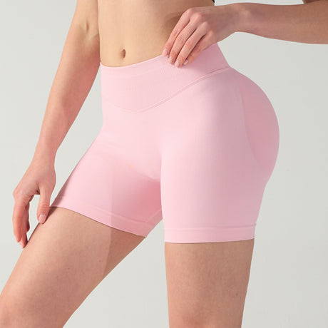 L Electric Blue High-Elastic Hip Yoga Shorts - Seamless Mid-Intensity Pilates Workout Shorts