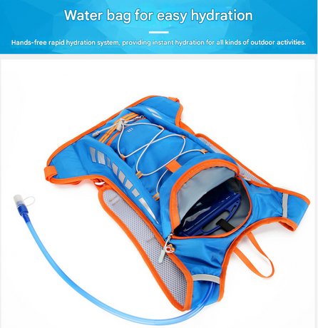 Blue Lightweight Outdoor Sports Backpack Breathable Hiking Daypack Compact Running Cycling Bag with Bungee Storage 45cm for Travel