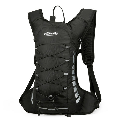 Black Lightweight Outdoor Sports Backpack Breathable Hiking Daypack Compact Running Cycling Bag with Bungee Storage 45cm for Travel