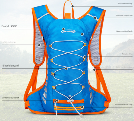 Black Lightweight Outdoor Sports Backpack Breathable Hiking Daypack Compact Running Cycling Bag with Bungee Storage 45cm for Travel