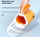 Grey 2-in-1 Cat Litter Scoop with Attached Waste Bin Integrated Poop Scooper Holder Detachable Kit with 150 Degradable Bags