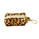 S Luxury 5 Piece Dog Harness and Collar Set Leopard Print with Leash Bow Tie & Waste Bag Holder Gold Metal Buckle Walking Gear