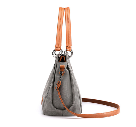 Khaki Women's Canvas Hobo Handbag Large Shoulder Tote Bag Adjustable Crossbody Strap Casual Purse 40cm for Work School Travel