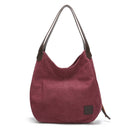 Purple Women's Canvas Hobo Handbag Multi-Compartment Shoulder Tote Bag Minimalist Casual Purse 30cm for Work Shopping & Travel