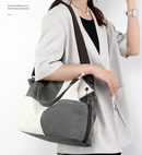 Red Women's Canvas Patchwork Tote Bag Large Capacity Shoulder Handbag Fits A4 Magazine Adjustable Crossbody Strap 34cm for Work & School
