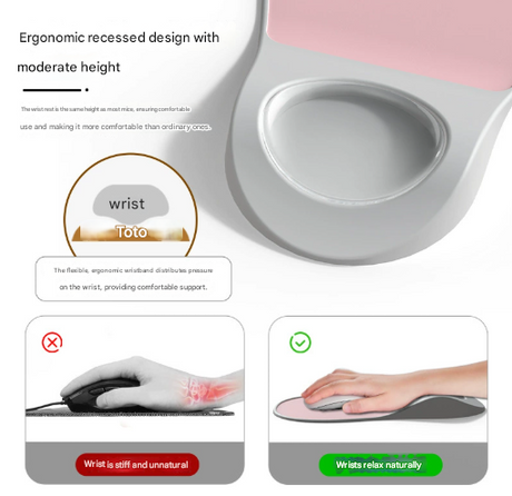 Milk Tea Color Ergonomic Mouse Pad with Wrist Rest Support Soft Silicone Concave Groove Design 32.5cm Non-Slip Mat for Home Office & Gaming