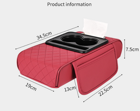 Premium Car Armrest Organizer & Comfort Pad(black red)