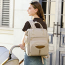 Multifunctional Diaper Bag Backpack(Apricot) - Large Capacity & Organized Storage for Baby Essentials