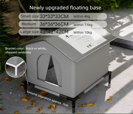 Small Size Elevated Indoor/Outdoor Pet Shelter(grey): Waterproof, Insulated for All-Season Warmth
