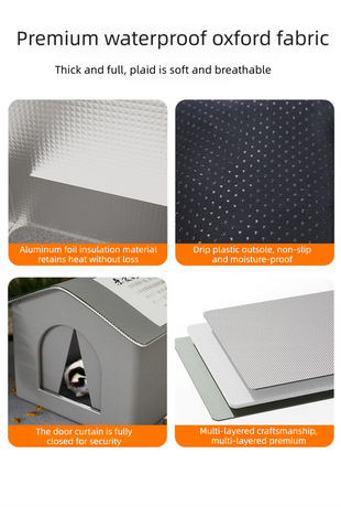 Medium Elevated Indoor/Outdoor Pet Shelter(grey): Waterproof, Insulated for All-Season Warmth