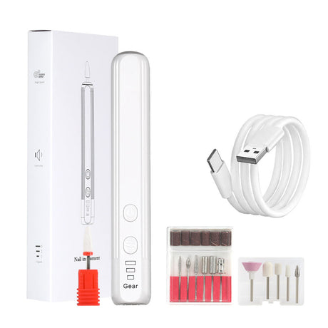 Pink Pro Portable Electric Nail Drill Kit With 10 Bits - Fast, Quiet, Rechargeable