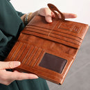 Red Premium Leather Long Wallet Clutch Organizer 19x10x3cm - 15 Card Slots