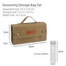 Khaki canvas spice storage box (9.1 x 4.7 x 2.8 inches) With 10 bottles