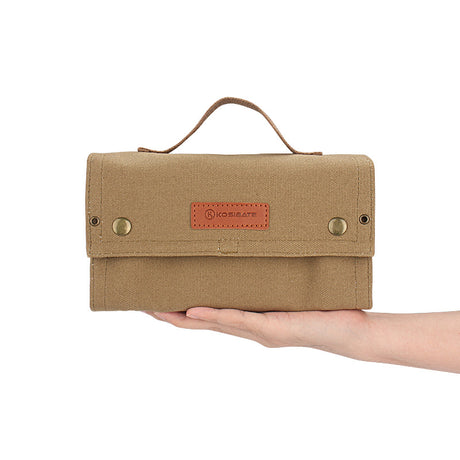 Khaki canvas spice storage box (9.1 x 4.7 x 2.8 inches) With 10 bottles
