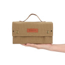 Green canvas spice storage box (9.1 x 4.7 x 2.8 inches) With 10 bottles