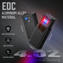 Black Magnetic Flashlight: Spotlight, COB Flood,  Red&Blue Warning